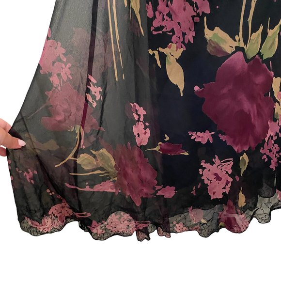 BARAMI Floral Silk Midi Dress Sz 2 - Picture 4 of 5